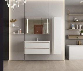 Erga Hana, zrkadlová galérka s LED osvetlením 100x70cm s integrovanou zásuvkou, biela, ERG-V05-HANA-1070-WH