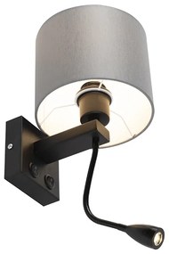 Moderná nástenná lampa čierna so sivým tienidlom - Brescia