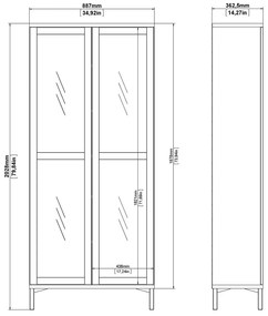 Čierna/v prírodnej farbe vitrína v dekore orecha 89x203x36 cm Roomers – Tvilum