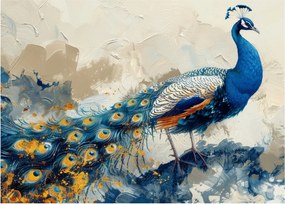 Sklenený obraz - Páv, maľba (70x50 cm)