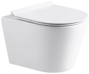 Cerano Norbi, závesná WC misa Rimless 485x365x360 mm + UF toaletné sedátko, biela lesklá, CER-CER-417380