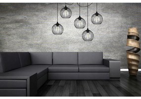 Závesné svietidlo Toronto Spider, 5x čierne drôtené tienidlo