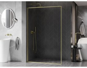 Mexen Kioto-XF, sprchová zástena s rámom 150 x 202 cm, 10mm číre sklo, zlatý matný profil, 800-150-104-55-00-X