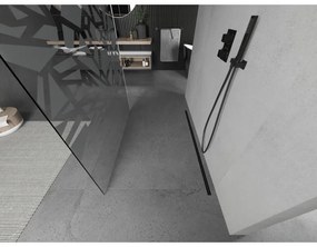 Mexen Kioto, priechodná sprchová zástena 120 x 200 cm, 8mm sklo číre/biely vzor, 2x čierna stabilizačná rozpera, 800-120-002-70-85