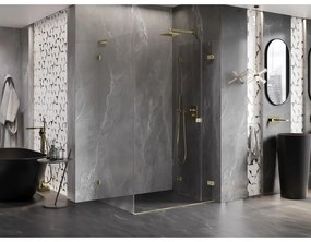 Mexen Lunar-F L, 1-krídlový sprchový kút so skladacími dverami, pravý, 95 x 90 cm, 8mm číre sklo, zlatý matný profil, 836L-095-090-55-00-P