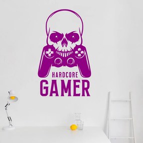 Veselá Stena Samolepka Hardcore Gamer Farba: fialová, Veľkosť: 80 x 49 cm