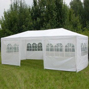 Altánok s bočnými stenami 3x6 m biely 423951