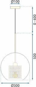 Toolight - Sklenená závesná lampa 30cm 1xE27 60W APP559-1CP, čierna, OSW-09669