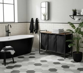 Kôš na bielizeň ARTUS 3-priehradkový čierny