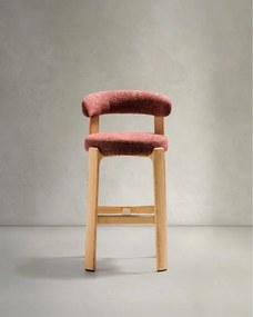 Barová stolička z jaseňového dreva v terakotovej farbe/v svetlo prírodnej farbe (výška sedadla 75 cm) Granite – Kave Home