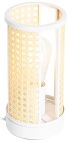 Orientálna stolná lampa biela s ratanom 12 cm - Akira