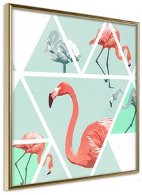Artgeist Plagát - Geometric Flamingos - Square [Poster] Veľkosť: 30x30, Verzia: Zlatý rám
