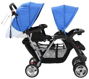 Súrodenecký kočík, oceľ, modro čierny