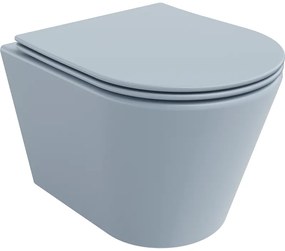 Mexen Rico, závesné WC Rimless s WC doskou slim, duroplast, šedá-modrá matná, 30724069