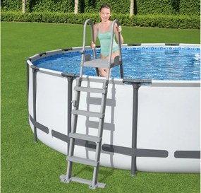 Bazénový rebrík Bestway 132 cm - bezpečný, protišmykový, kovový 58332