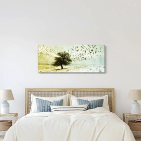Obraz - Maľovaný kŕdeľ vtákov (120x50 cm)