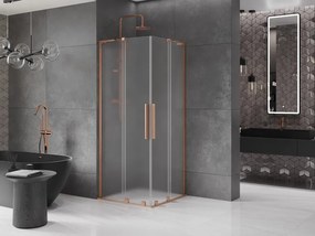 Mexen Velar L Duo, sprchový kút s posuvnými dverami 100 x 100 cm, 8mm sklo námraza, medená matná, 871-100-100-02-33-65