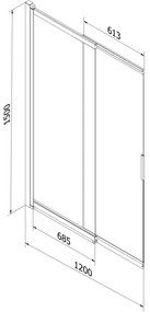 Mexen Fox, 2-krídlová posuvná vaňová zástena 120 × 150 cm, 5mm číre sklo, biely profil, 891-120-002-20-00