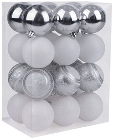 Gule MagicHome Vianoce, 24 ks, bielo - strieborné, mix, na vianočný stromček, 6 cm