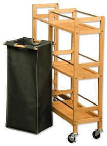 Kesper 24857 Police na kolieskach s košom na fľaše bambus, 78 x 20 x 68 cm