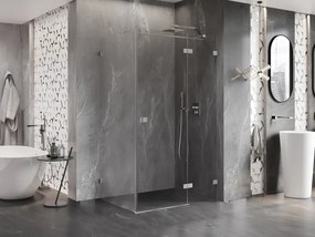 Mexen Lunar T, sklopný pravý sprchový kút 140 x 70 cm, 8mm číre sklo, oceľový profil, 834T-140-070-97-00-P