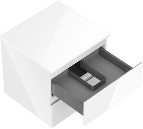 Mexen Orio, kúpeľňová skrinka 50 cm s hornou časťou, 2 zásuvky, biela lesklá, 91A10-05047-2-BFFC00