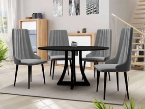 Okrúhly stôl Dagerto FI 100 so 4 stoličkami ST93 03, Farby: biely lesk / čierny lesk, Potah: Magic Velvet 2258