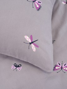 Bavlnená obliečka na vankúš Renforcé 50 × 70 cm - Motýliky tmavo sivé
