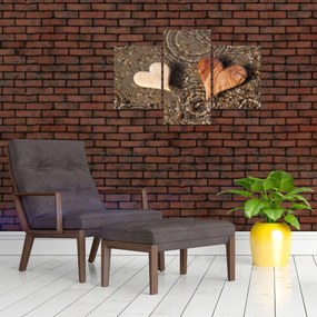 Obraz - Drevené srdiečka (90x60 cm)