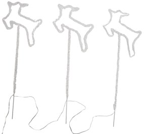 Sada 3 vianočných reflektorov biely jeleň vrátane LED s časovačom IP44 - Shika