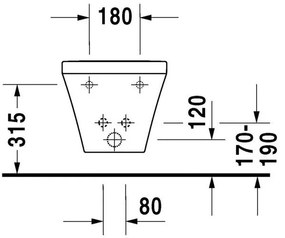 DURAVIT DuraStyle závesný bidet s otvorom, 370 mm x 540 mm, s povrchom WonderGliss, 22821500001