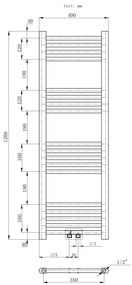 Erga Simple, vykurovacie teleso 1200x400 mm, 412 W, biela, ERG-LAV-SIMP-12040-WH