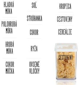 Súprava 12 ks štítkov - základné potraviny - SLIM Farba písma: Biela