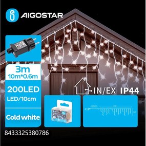 Aigostar - Vonkajší LED svetelný reťazec 200xLED/8 funkcií 13x0,6m IP44 studená biela