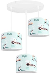 Detské závesné svietidlo Cone, 3x textilné tienidlo so vzorom (výber zo 6 farieb), (výber z 2 farieb konštrukcie), o