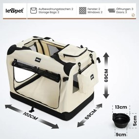 Leopet Transportný box pre psov XXXL, 102 x 69 x 69 cm, béž