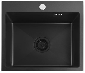Rea Leo, 1-komorový oceľový drez 500x450x185 mm, čierna matná, ZLE-06005