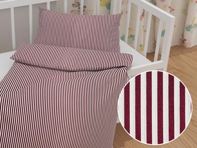 Biante Detské bavlnené posteľné obliečky do postieľky Sandra SA-363 Tmavo červeno-biele pásiky Do postieľky 100x135 a 40x60 cm