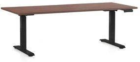 Výškovo nastaviteľný stôl OfficeTech C, 180 x 80 cm, čierna podnož, orech