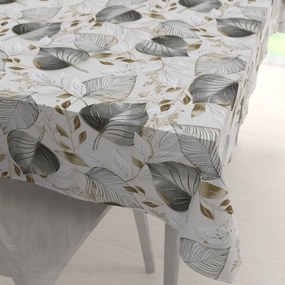 Biante Veľký dekoračný obdĺžnikový obrus Leona LN-173 Sivé listy na režnom 260x320 cm