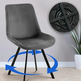 Jedálenská stolička Lewes - zamat - Tmavo sivá