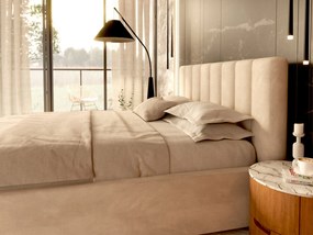 Manželská čalúnená posteľ s úložným priestorom Austin 180x200 - krémová