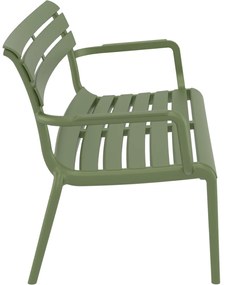 PARIS ZÁHRADNÁ LOUNGE LAVICA S PODRÚČKAMI olive green