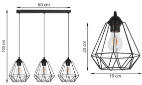 Závesné svietidlo Fusion, 3x drôtené tienidlo (výber z 2 farieb), l