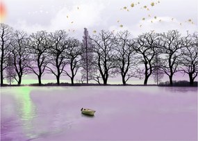 Obraz - Pramice na jazere (70x50 cm)