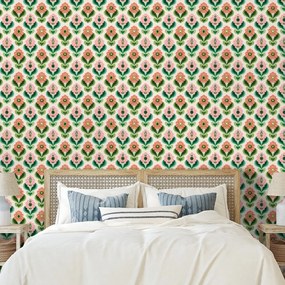 Tapeta retro kvetinový vzor v pastelových tónoch