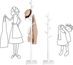 Stojanový vešiak s 8 háčikmi, biely