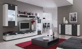 Obývacia stena Caracas kombi 333, grafit/biely lesk, s osvetlením