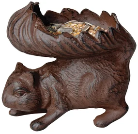 Kŕmidlo pre veveričky Squirrel, 13,5x15 cm, liatina, hnedá