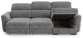 Univerzálna rohová rozkladacia trojmiestna pohovka s úložným priestorom TRENTO, sivá